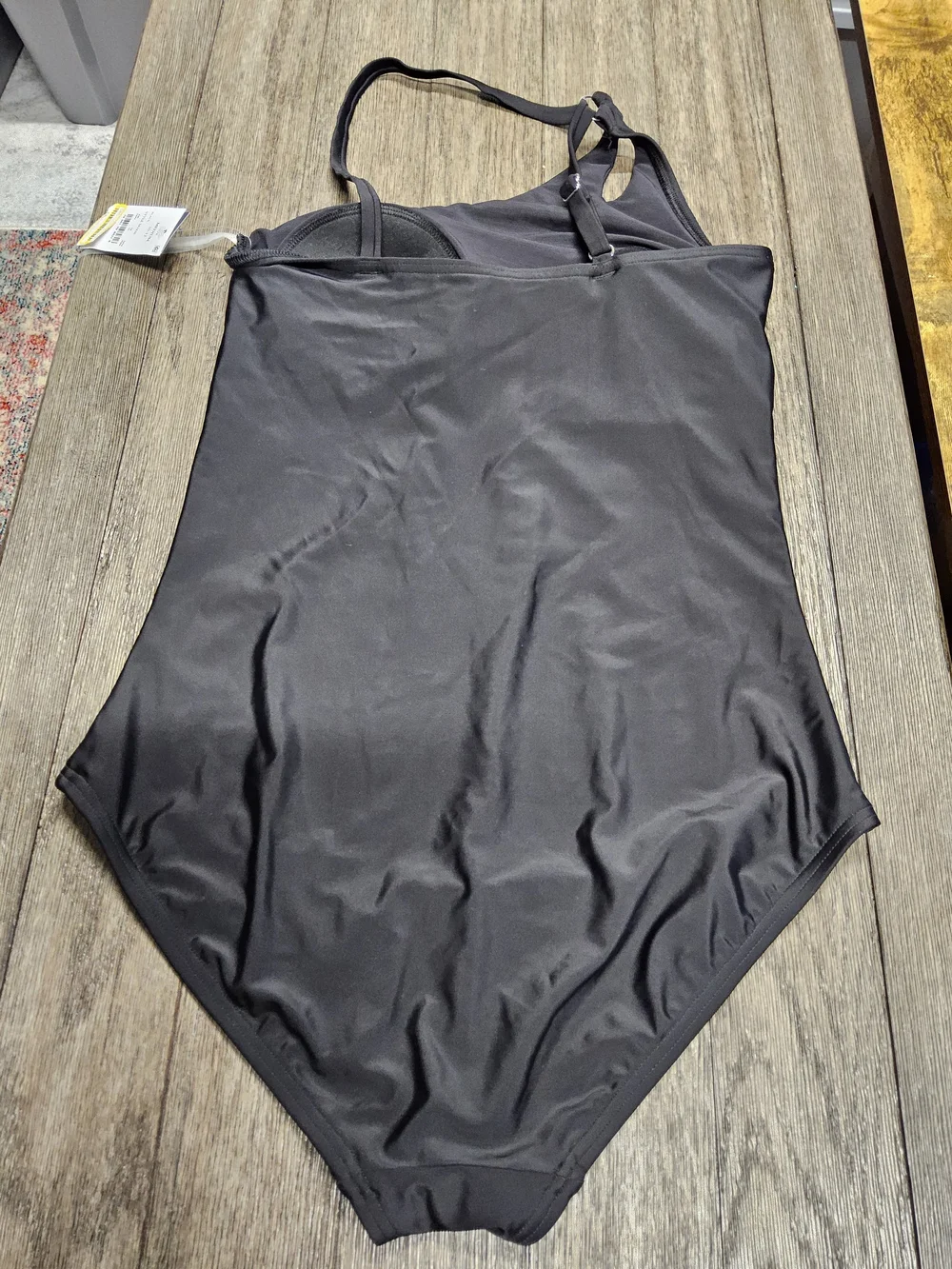NWT Size Med 10/12  Lands' End Black One-Shoulder One-Piece Swimsuit